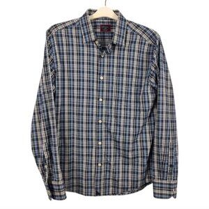 Untuckit Blue Plaid Montecarlo Nylon Button Down Shirt Large
